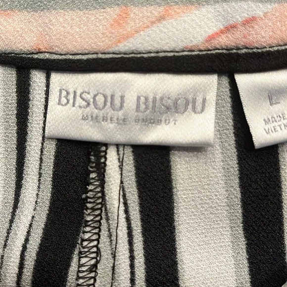 Bison Bisou Striped Wide Leg Pants Size L - Picture 2 of 11